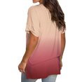thumbnail image 3 of Jienlioq Hauts pour Femmes Liquidation Mode Féminine Décontractée Dégradé Col en V Manches Courtes T-Shirt Ample Hauts Sélections Éclair, 3 of 7