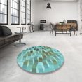 thumbnail image 4 of Ahgly Company Tapis d'Intérieur Lavable à la Machine, Carré, Transitionnel, Vert, Tapis de Zone, 6 Pieds Carré, 4 of 7