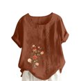 thumbnail image 1 of Pompotops Chemise Ample Décontractée à Manches Courtes et Col Rond pour Femmes, Imprimé Floral, Été, 1 of 5