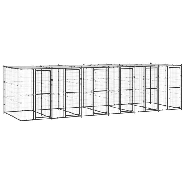 vidaXL Chenil Extérieur pour Chien en Acier avec Toit 14,52 M2