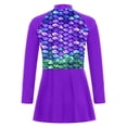 thumbnail image 2 of Sholeno Filles Enfants Cache-Maillot UPF 50 Robe de Natation à Manches Longues Maillot Dermoprotecteur Maillot de Bain Tenue de Plage Haut Violet 8, 2 of 6