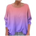 thumbnail image 3 of WRKEKC T-Shirts à Manches Longues pour Femmes, Chemises à Manches Longues pour Femmes, T-shirt Tendance Confortable à Manches Longues à Col Rond Dégradé Imprimé pour Femmes Grande Taille, 3 of 6