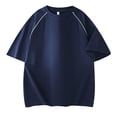 thumbnail image 1 of Styesk T Shirts for Man Man Round Neck Loose Shoulder Collar Inserting Line Shoulder Insert Short Sleeve T-shirt Large Size Fallow Blouse, 1 of 3