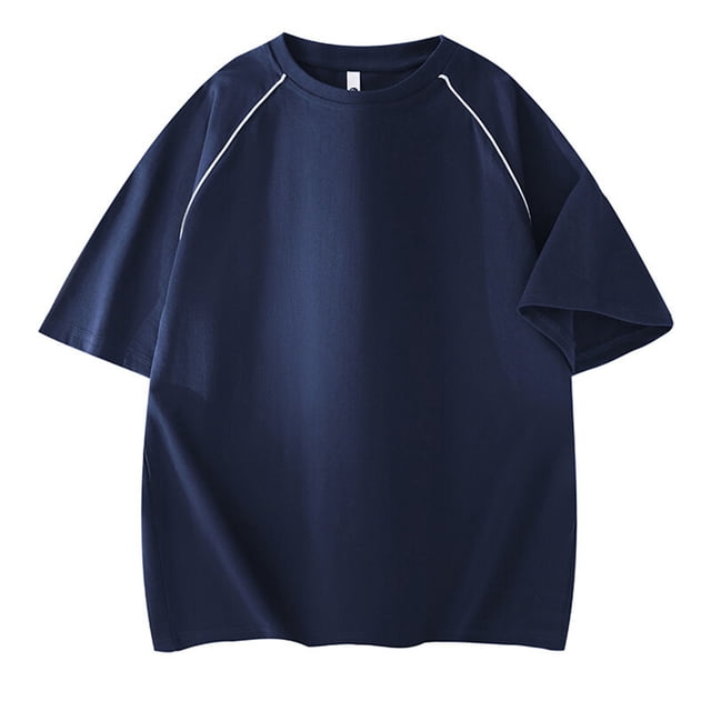 Styesk T Shirts for Man Man Round Neck Loose Shoulder Collar Inserting Line Shoulder Insert Short Sleeve T-shirt Large Size Fallow Blouse