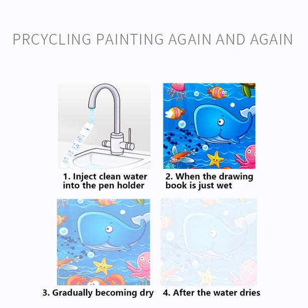 Livre de coloriage à l'eau - Aqua Fun Magic Water - Animaux marins
