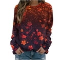 thumbnail image 1 of KIHOUT Chandails Molletonnés pour Femmes en Liquidation, Hauts Blouse à Manches Longues d'Automne et d'Hiver à Col Rond à Imprimé Floral, Coupe Ample, Taille P-2TG, 1 of 5