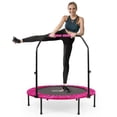 thumbnail image 1 of HolaHatha Trampoline D\'entraînement Physique Mini Pliant de 48 Pouces, avec Poignée Réglable, Rose, 1 of 5