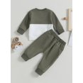 thumbnail image 4 of Faithtur Baby 2Pcs Fall Outfits Long Sleeve Contrast Color Pullover Tops and Pants Set Toddler Clothes, 4 of 9