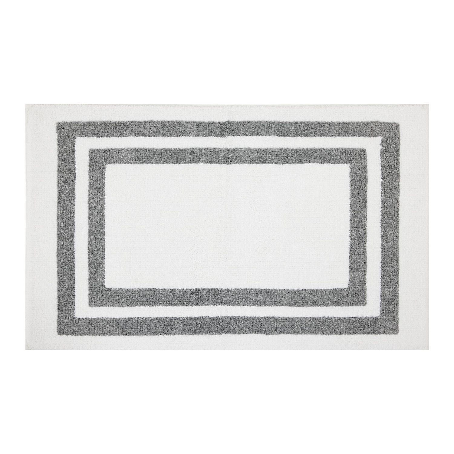 hometrends Grey and White Double Racetrack 2 Piece Bath Rug Set