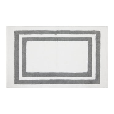 hometrends Grey and White Double Racetrack 2 Piece Bath Rug Set