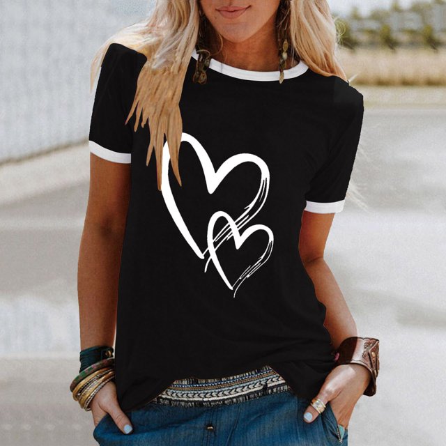 SMihono Hauts pour Femmes Été Décontracté Mode Féminine Décontracté Imprimé Col Rond Ample Manches Courtes T-shirt Pull Oversize T-shirt pour Femmes 2023