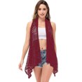 thumbnail image 2 of Womens Sleeveless Open Front Crochet Shawl Cardigan Bikini Cover Up, 2 of 5