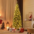 thumbnail image 1 of Costway 6 FT Pre-Lit Christmas Tree Hinged Slim Pencil Xmas with 250 LED Lights & 618 Tips, 1 of 10