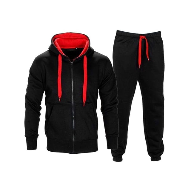 Innerwin Hoodies Color Block Men Sweatsuit Sports Zip Up Regular Fit Tracksuit Set Style-I 2XL