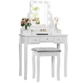 thumbnail image 1 of Costway Vanity Dressing Table Set w/ 10 Dimmable Bulbs Touch Switch Cushion Stool White, 1 of 10