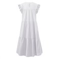 thumbnail image 3 of Women‘s Crew Neck Casual Short Sleeve Ruffle-Trim Summer Mini Dresses, 3 of 4