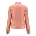 thumbnail image 3 of Veste en Cuir Décontractée pour Femmes avec Col Montant Veste Ajustée Couleur Unie pour Femmes, 3 of 6