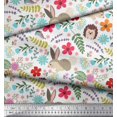 thumbnail image 3 of Soimoi Tissu Satin Modal Floral, Tissu à Imprimé Dessin Animé Rabbit & Porcupine au Mètre, 42 Pouces de Large, 3 of 3