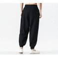 thumbnail image 3 of Birdeem Man and Linen Solid Color Drawstring Pockets Binding Leg Trousers, 3 of 3