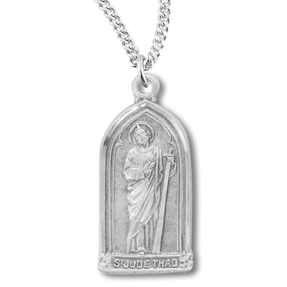 Heartland Store Women's Serling Silver Gothic Saint Jude Necklace + 18" Rhodium Plate Chain & Clasp| USA Made
