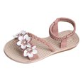 thumbnail image 1 of Womens Flat Sandals Weave Strap Open Toe Rhinestone Flower Decoration Ankle Elastic Non Slip Lightweight Breathable Summer Beach Sandals Brown, 1 of 6