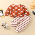 thumbnail image 2 of Tenues d'Halloween pour Bébés Garçons, T-shirt à Manches Longues à Col Rond avec Imprimé Ghost Bat et Pantalon à Rayures, 2 of 9
