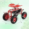 thumbnail image 3 of Gymax Cart Wagon Rolling Work Seat w/ Tool Tray Basket Planting Patio Red, 3 of 9