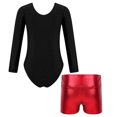 thumbnail image 2 of TiaoBug Girls 2Pcs Rhinestone Tracksuit Long Sleeve Gymnastics Dance Outfit Leotard with Shorts Unitard C04 10, 2 of 7