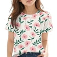 thumbnail image 1 of Zpanxa T-Shirts d'Été pour Filles Imprimé Manches Courtes T-Shirt Col Rond Tee avec Polyester Spandex 4 Ans, 1 of 7