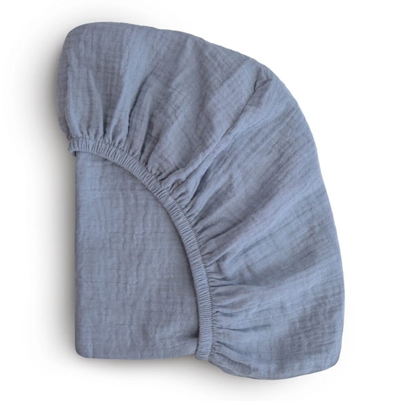Mushie Extra Soft Cotton Muslin Bassinet Sheet - Tradewinds