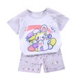 thumbnail image 2 of EGNMCR Ensembles de Blouses et Chemises à Manches Courtes Col Rond pour Tout-Petits Garçons Filles Mode Mignon Imprimé Chiot Costume Décontracté Ensemble Fille, 2 of 4