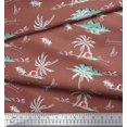 thumbnail image 2 of Soimoi Brown Rayon Fabric Palm Tree & Sunset Beach Print Fabric by the Yard 42 Inch Wide, 2 of 3