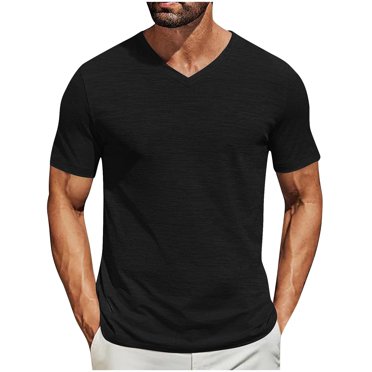 Besolor Men's T Shirt Short Sleeve V Neck T-Shirt Casual Solid Color Summer Tshirt Classic Basic Tee Shirt