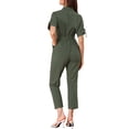 thumbnail image 3 of Unique Bargains Combinaison Short pour Femme à Col Rabattu, Boutonnée, Taille à Nouer, Cargo, 3 of 7