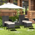 thumbnail image 3 of Costway 5PCS Patio Rattan Furniture Set Cushioned Sofa Ottoman Armrest Side Table Garden, 3 of 10