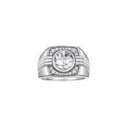 thumbnail image 1 of RYLOS Mens Rings 14K White Gold Designer Round Gemstone &  Sparkling Diamond Ring White Topaz April Birthstone Rings For Men, Men's Rings, Gold Rings Sizes 8 - 13, 1 of 7