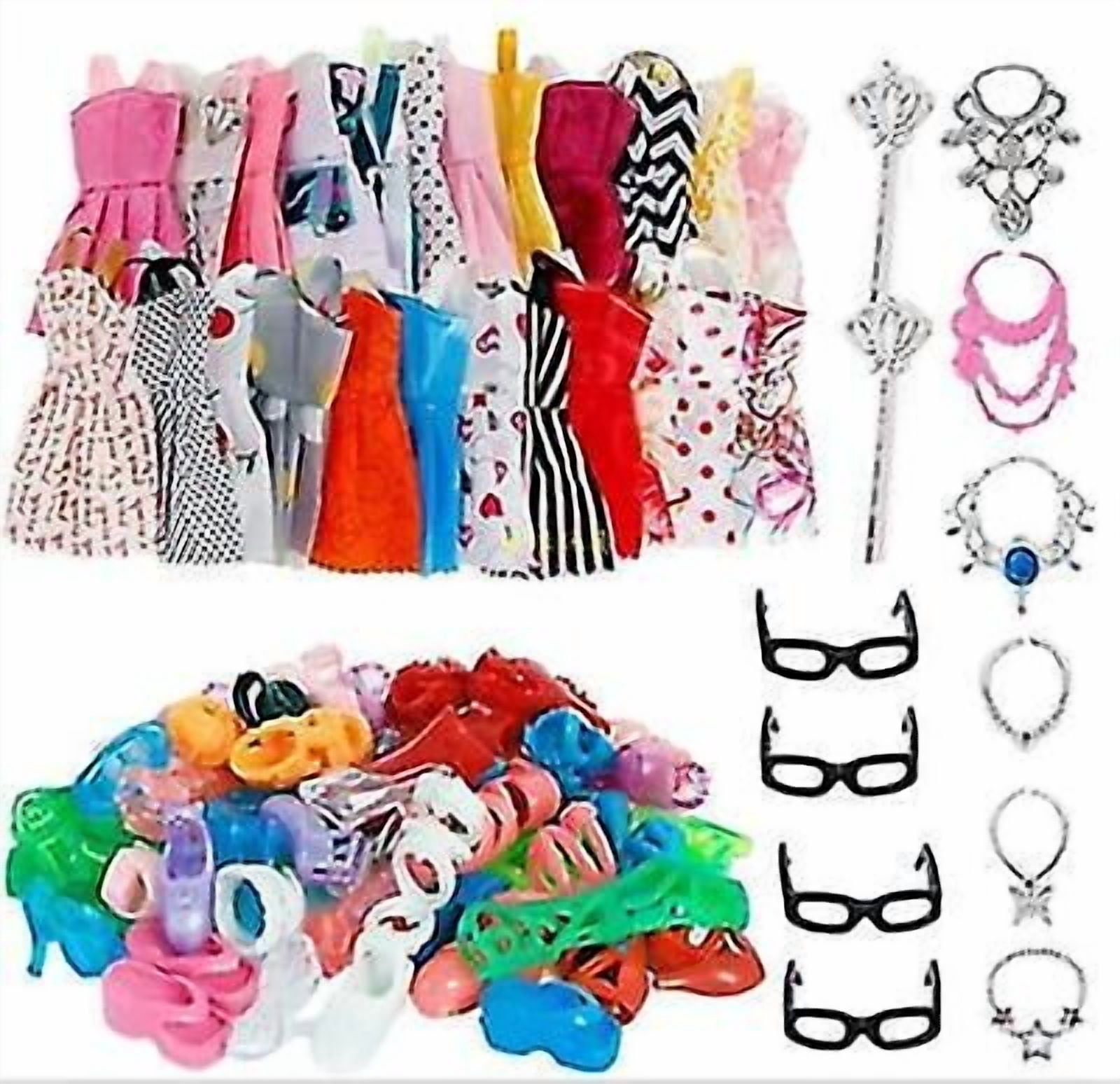 32 article/ensemble accessoires de poupée = 10 pièces robe de vêtements de poupée + 4 lunettes + 6 collier en plastique + 2 sac à main + 10 paires de chaussures pour 32 article/ensemble accessoires de poupée = 10 pièces robe de vêtements de poupée + 4 lunettes + 6 collier en plastique + 2 sac à main + 10 paires de chaussures pour
