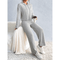 thumbnail image 4 of Womens Lounge Sets 2 Piece Matching Pajamas Fall Fashion Ribbed Knit Outfits Long Sleeve Casual Sweatsuits Grey L, 4 of 10