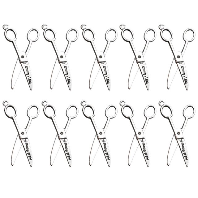 Silver Scissors Pendant Charm for Jewelry Making Alloy DIY Accessory Perfect for Necklace Bracelet 20pcs