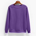 thumbnail image 2 of Moxiu Chandails à Col Rond pour Femmes Automne Manches Longues en Molleton Chandail de Base Uni Chandail à Enfiler Hauts Chandail Jumper Chandail Violet, TTG, 2 of 6