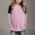 thumbnail image 2 of Posijego T-Shirts à Rayures à Manches Longues pour Filles, Hauts Tuniques à Blocs de Couleur à Col Rond pour Enfants, T-Shirts de Printemps, Taille 4-14 Ans, 2 of 6