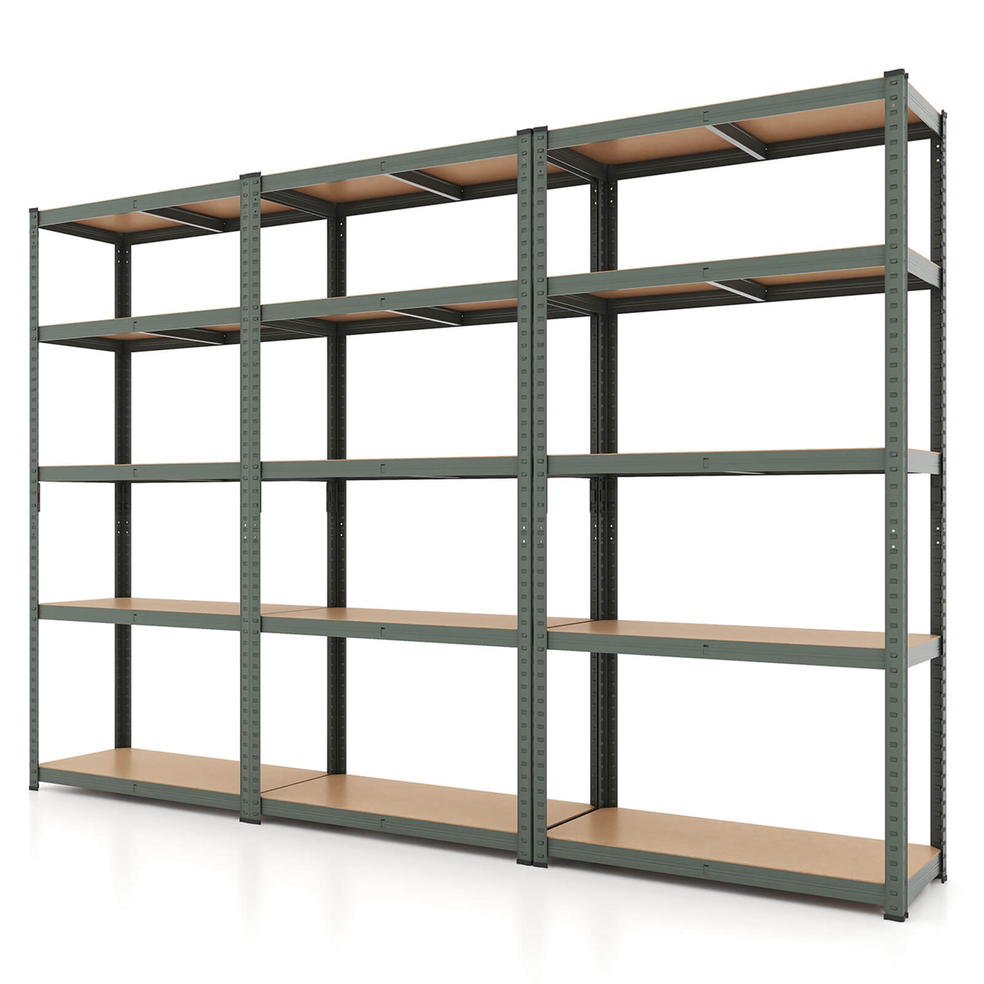 Costway Unité de Rayonnage de Garage Ajustable 3 Pcs 5 Niveaux avec Charge Max 2000 lbs pour Entrepôt Gris