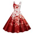 thumbnail image 1 of Rinsvye Robe Rétro d'Halloween Mignonne pour Femmes, Été, Drôle, Imprimée, à Bretelles, Robe Décontractée pour Femmes, sous le Genou, Longue (1), 1 of 3