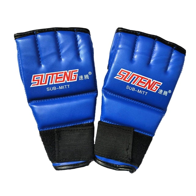 facefd MMA Gants de Combat de Boxe Demi-Doigt Mitaine Gants d'Entraînement pour Adultes Bleu 1