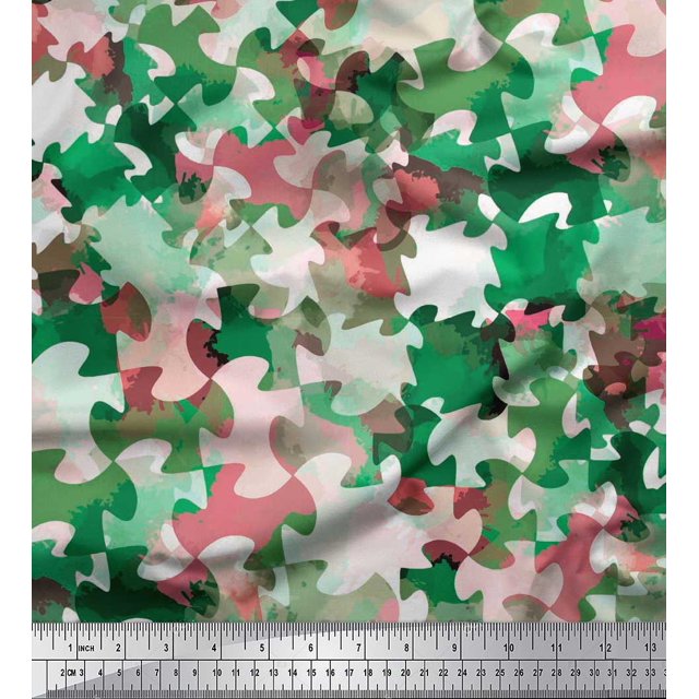 Soimoi Velvet Fabric Two Tone Camouflage Print Fabric by The Yard 58 Inch Wide