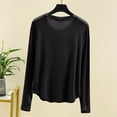 thumbnail image 4 of Haut de Pyjama en Modal pour Femmes 2025 Été T-Shirts à Col Rond Chandails à Manches Longues Coupe Décontractée Vêtement de Nuit Confort Tenue d'Intérieur Ultra Doux Chemise de Nuit Texturée, 4 of 4