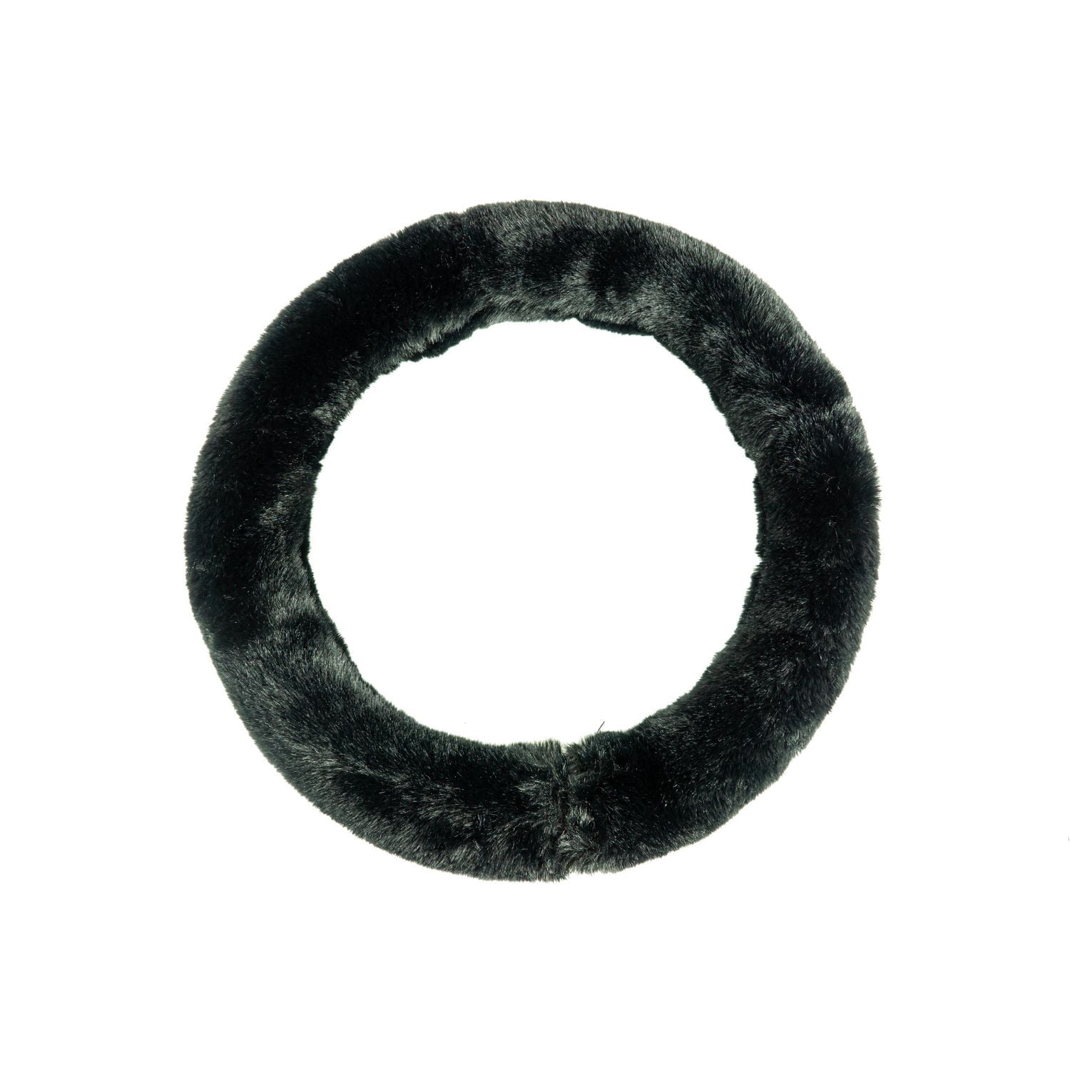 Alpena Plush Black Slip-On Steering Wheel Cover for Cars