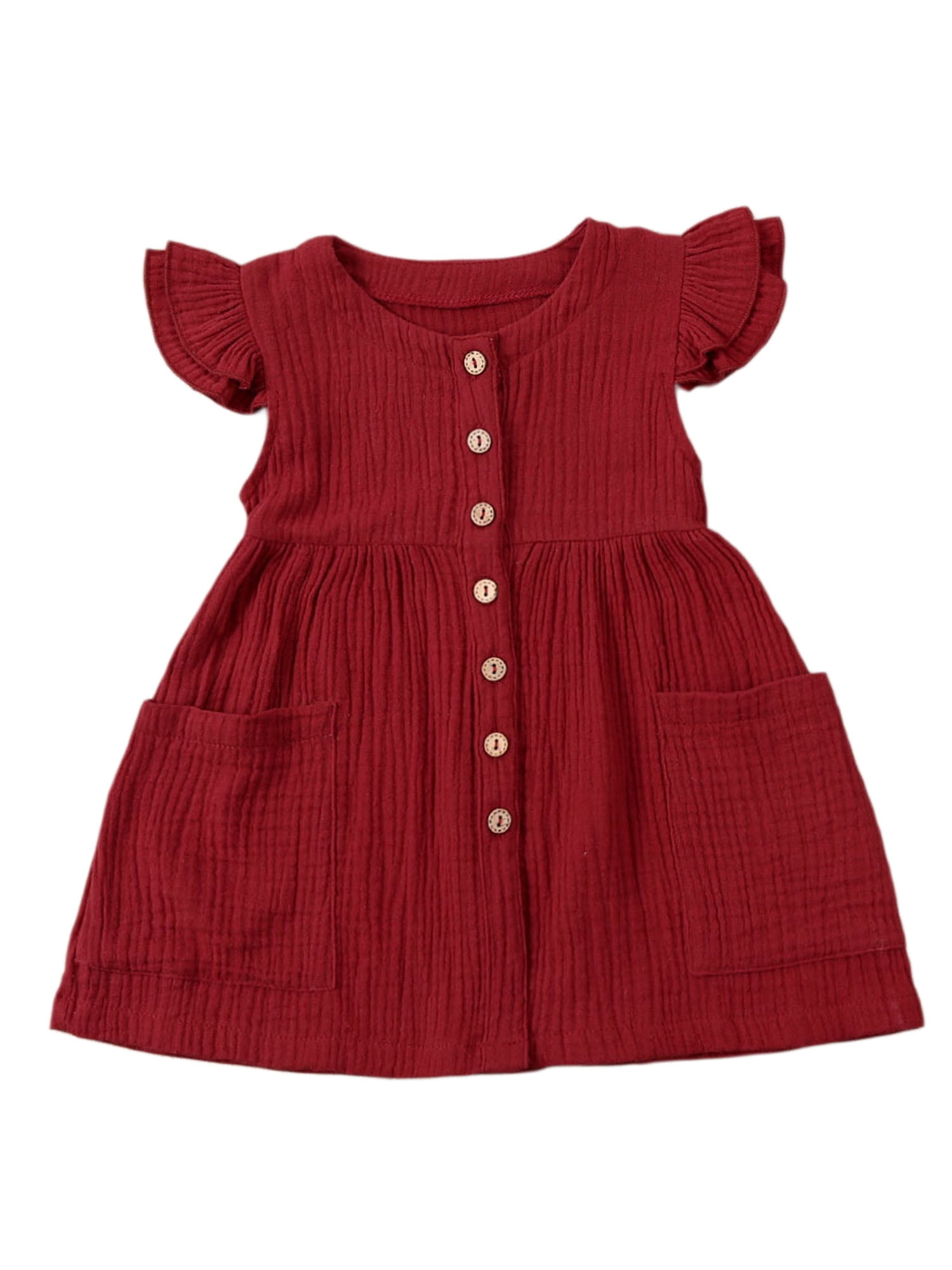 Xingqing Kids Baby Girls Organic Cotton Ruffled Tunic Dress Swing Sundress Princess