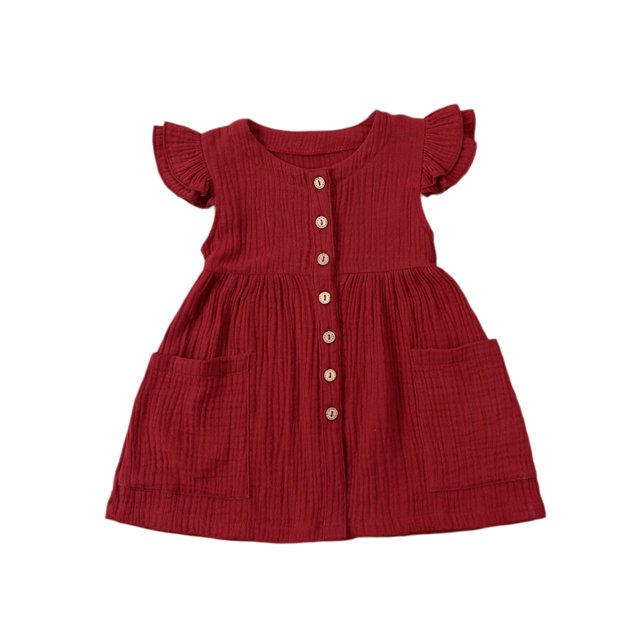 Xingqing Kids Baby Girls Organic Cotton Ruffled Tunic Dress Swing Sundress Princess