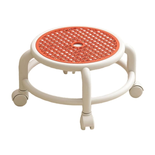 Luzkey Round Rolling Low Stool Lightweight Sturdy 360 degree Rotating for Home Office SPA Orange